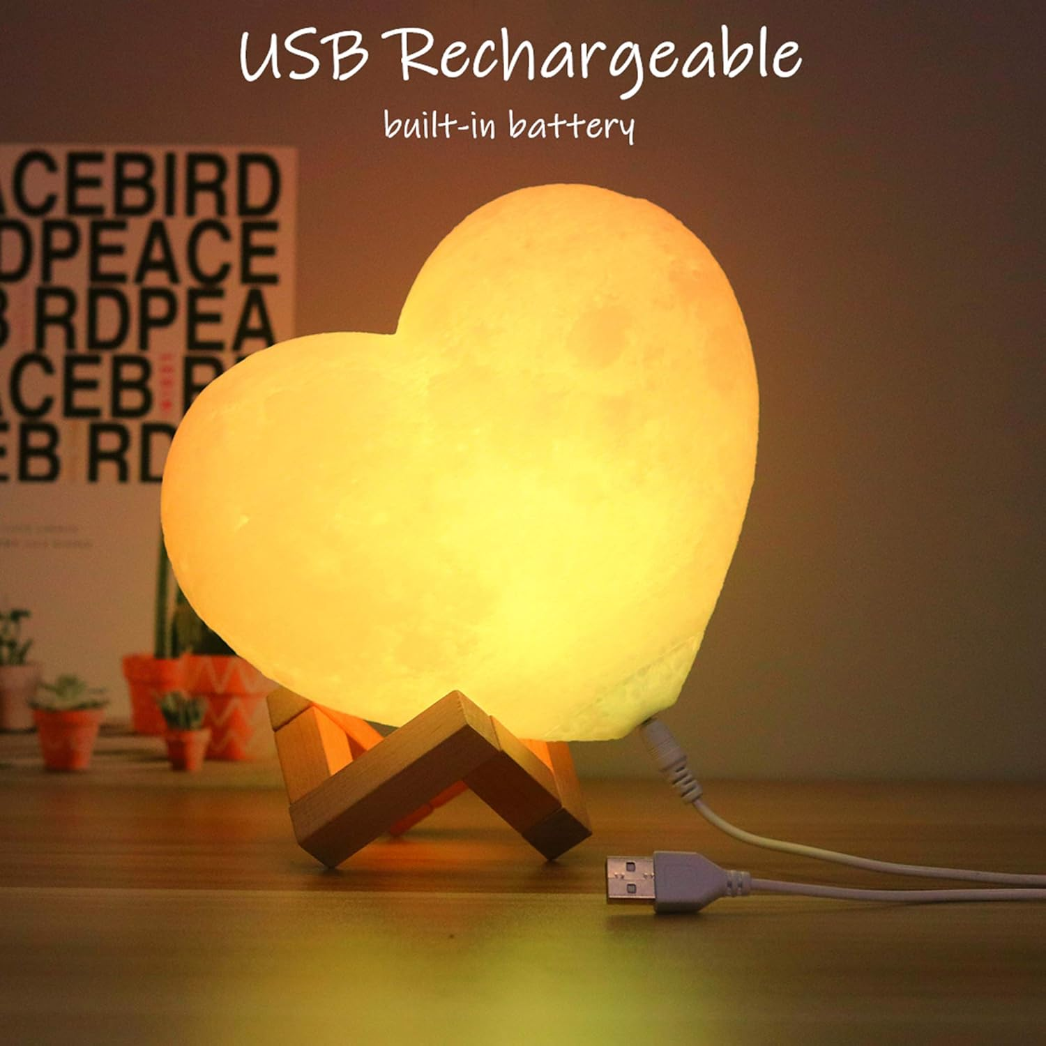 Ambient Heart Shaped Moon Lamp